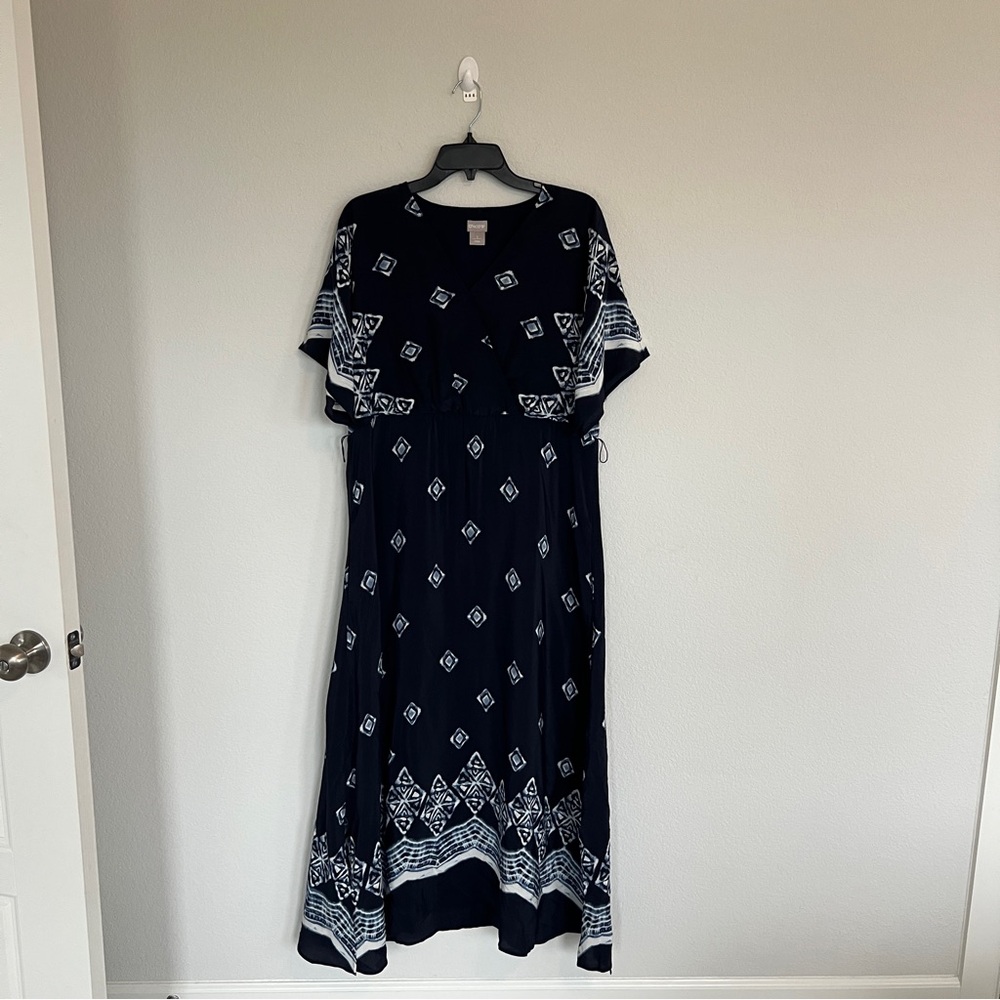 Chico’s Ikat Coastal Maxi Dress Size 12